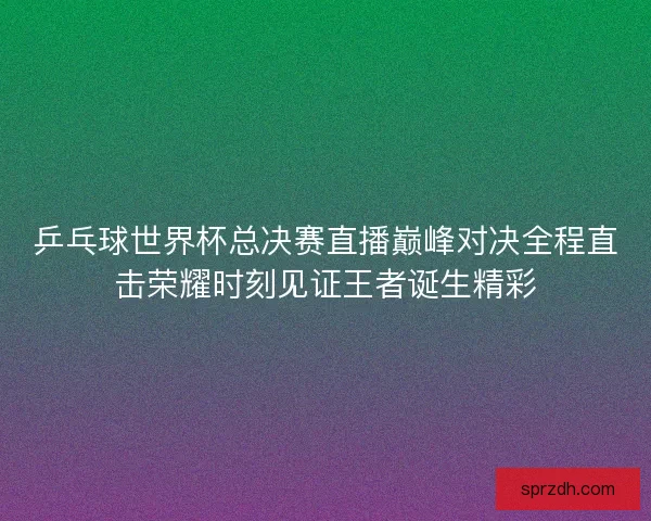 乒乓球世界杯总决赛直播巅峰对决全程直击荣耀时刻见证王者诞生精彩