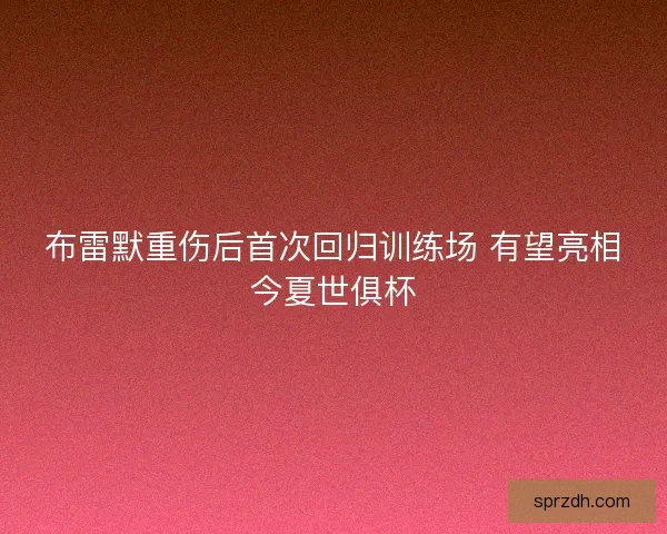 布雷默重伤后首次回归训练场 有望亮相今夏世俱杯