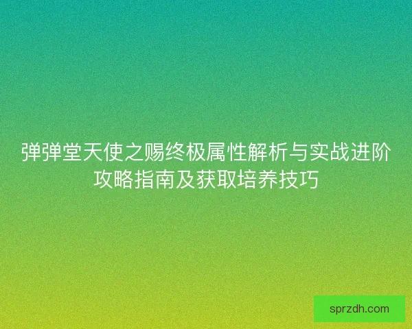 弹弹堂天使之赐终极属性解析与实战进阶攻略指南及获取培养技巧